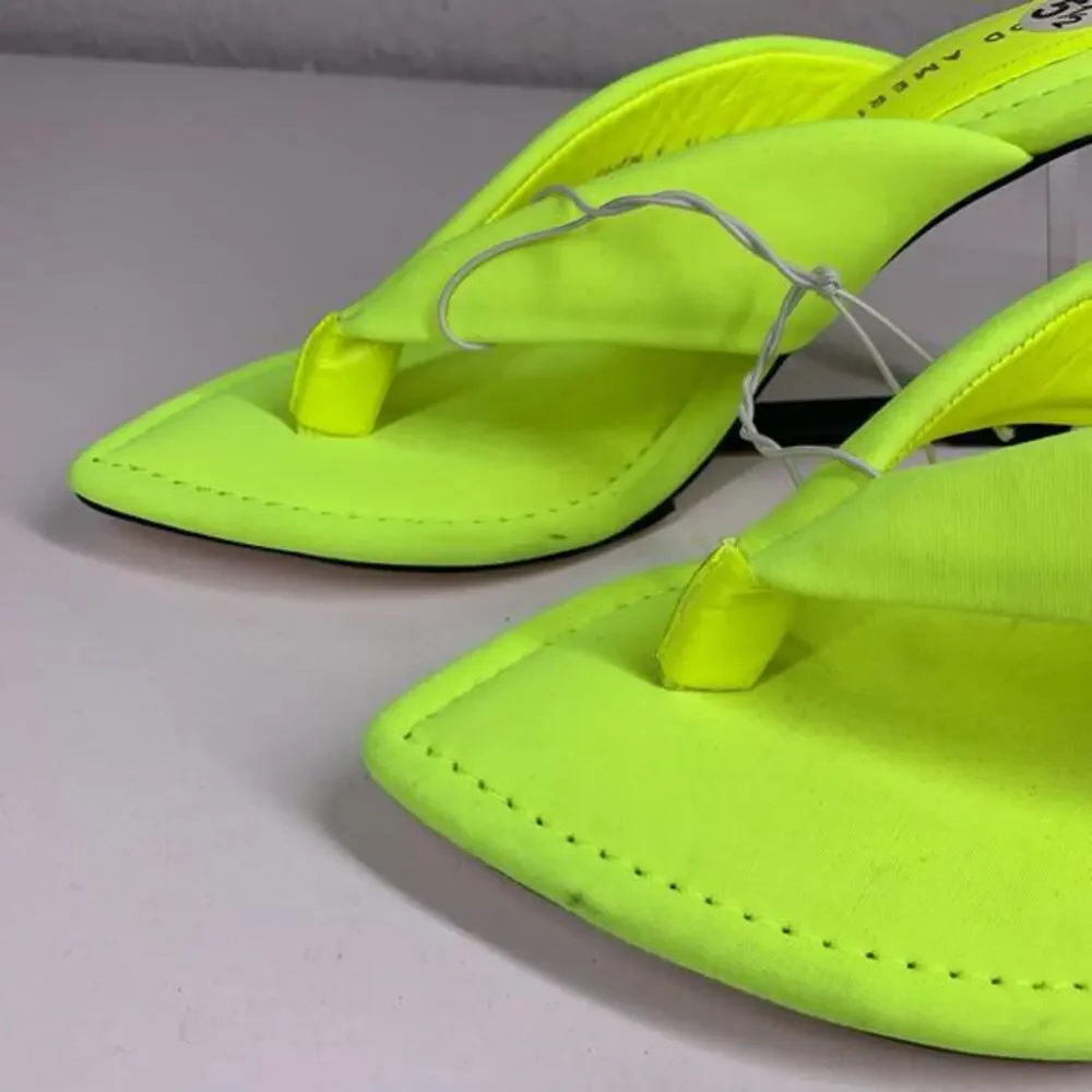GOOD AMERICAN Lime Green‎ Clear Wedge Sandals Size 5.5